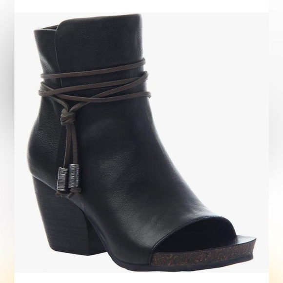OTBT NWOT Black Peep Toe Ankle Boots with rope hassle detail - Picture 10 of 11